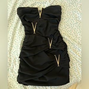 Meshki V-Hardware Black Minidress